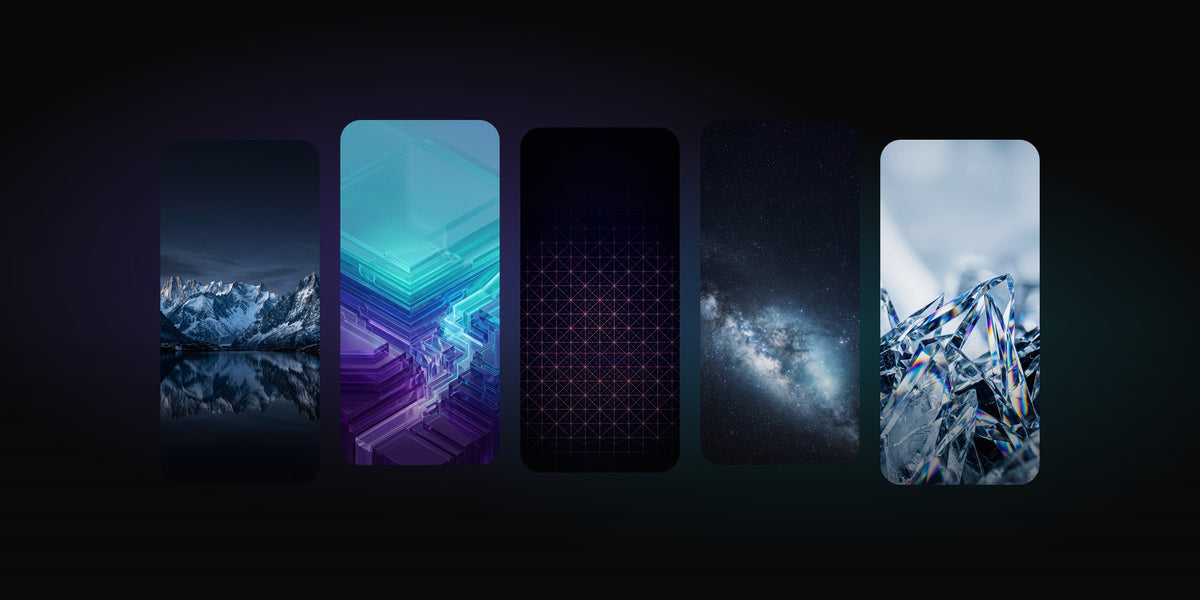 LUMORA 4K phone wallpapers shown across five phone screens
